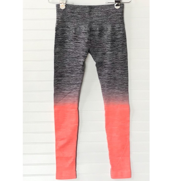 Itzon Gray & Coral Ombré Yoga Leggings Small - Picture 2 of 5